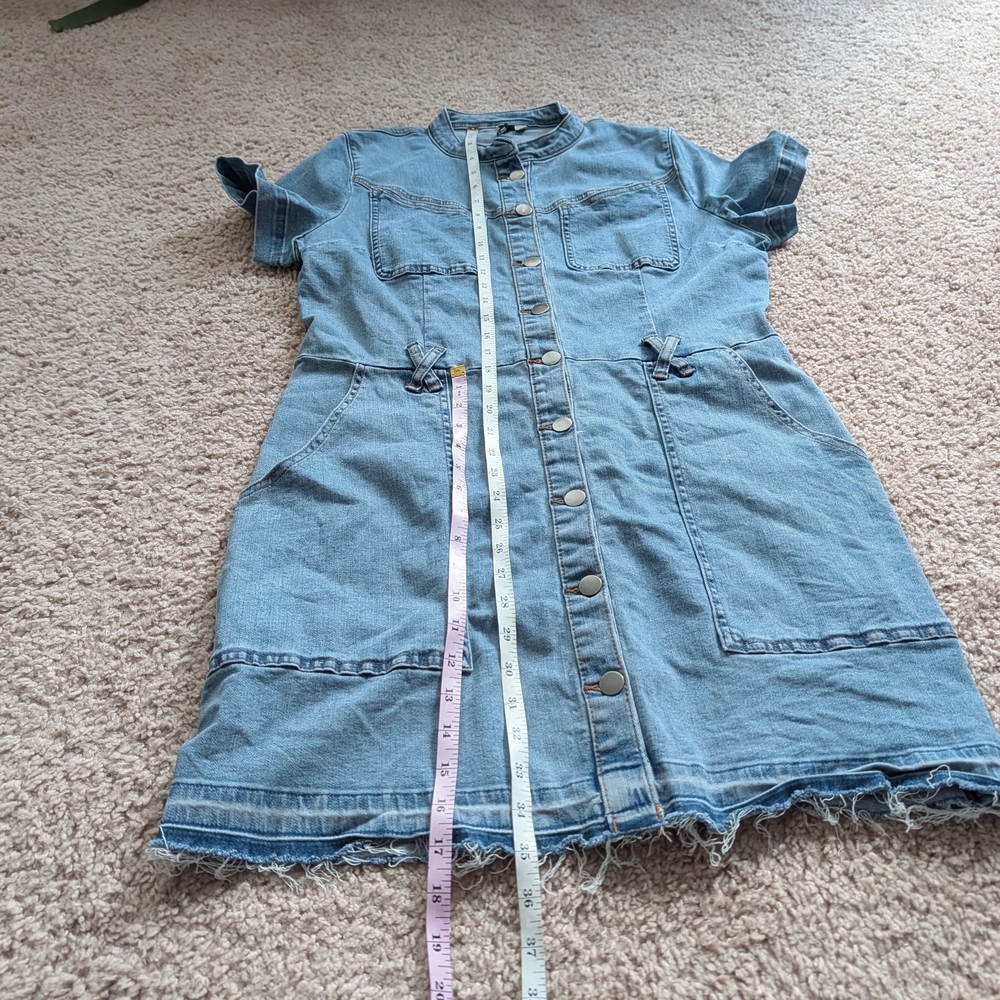 Kut from the Kloth Blue Clare Button Front Denim Mini Dress Size Large - Picture 13 of 14